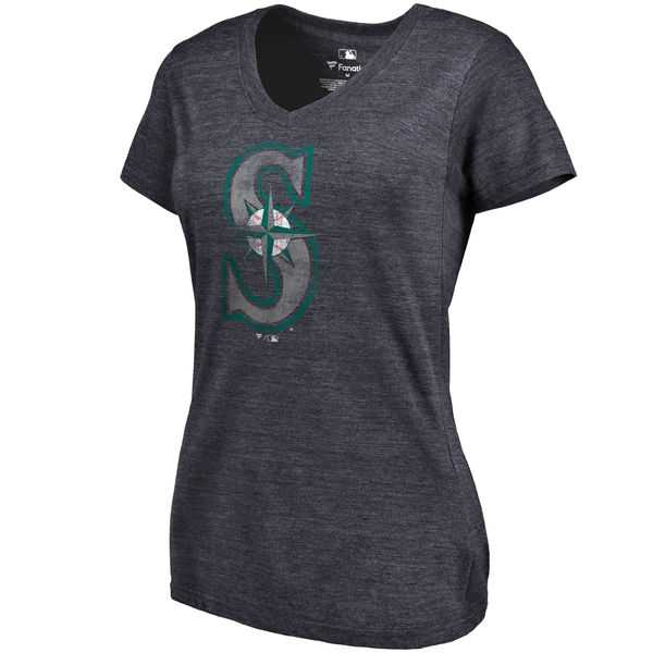Women's Seattle Mariners Fanatics Branded Primary Distressed Team Tri Blend V Neck T-Shirt Heathered Navy FengYun,We sell and wholesale Women's Seattle Mariners Fanatics Branded Primary Distressed Team Tri Blend V Neck T-Shirt Heathered Navy FengYun on line form chian!